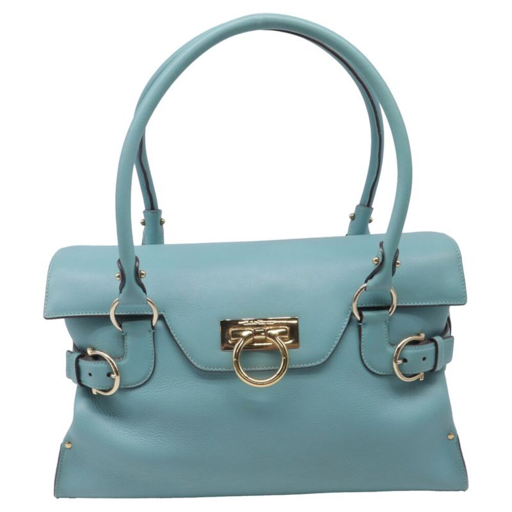 Salvatorre Ferragamo Virna Gancini Bag in Light Blue Leather